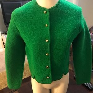 Elizabeth Frost 100% Wool Blazer Kelly Green Sz 12